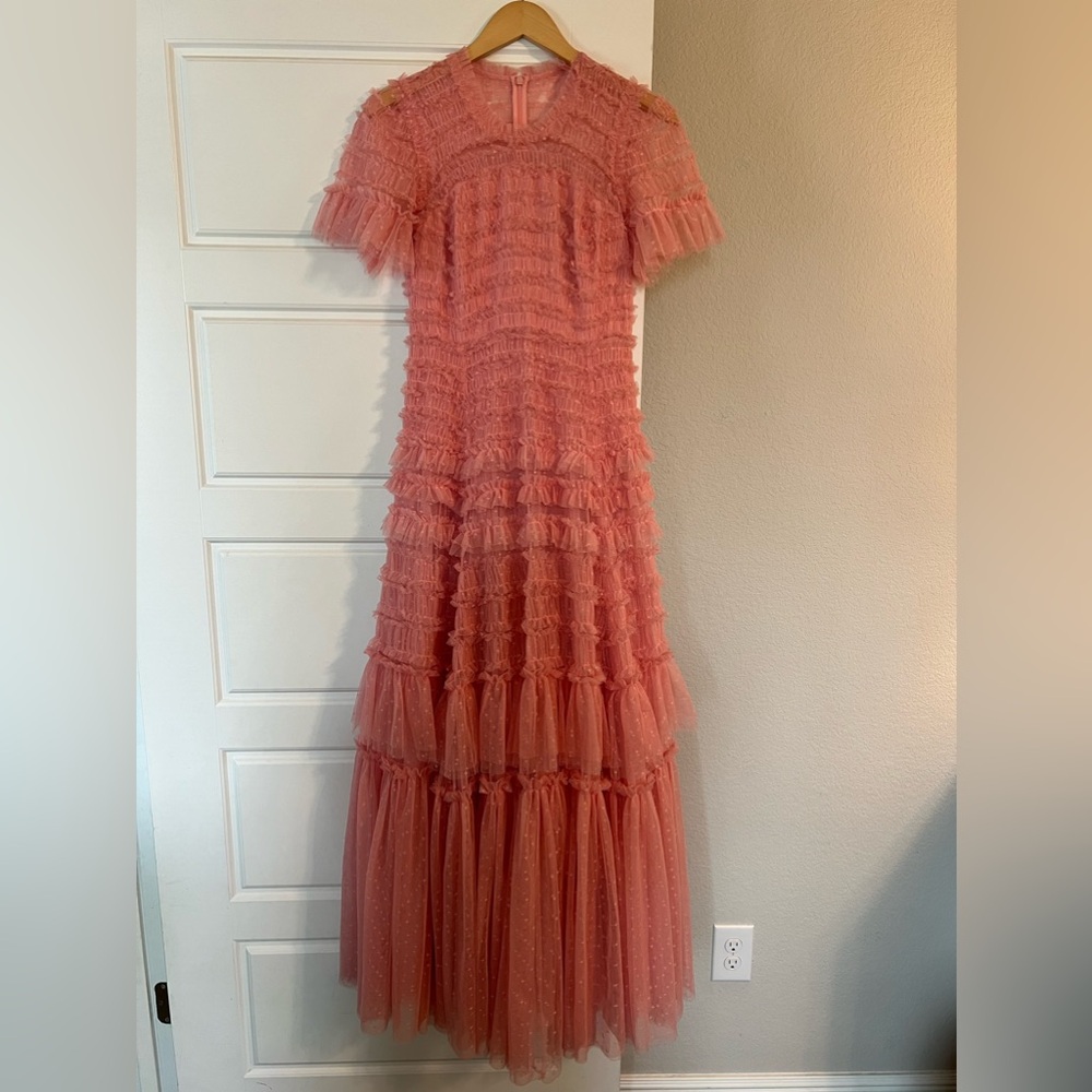 Needle & Thread London Ruffle Pink Tulle Dress US 6